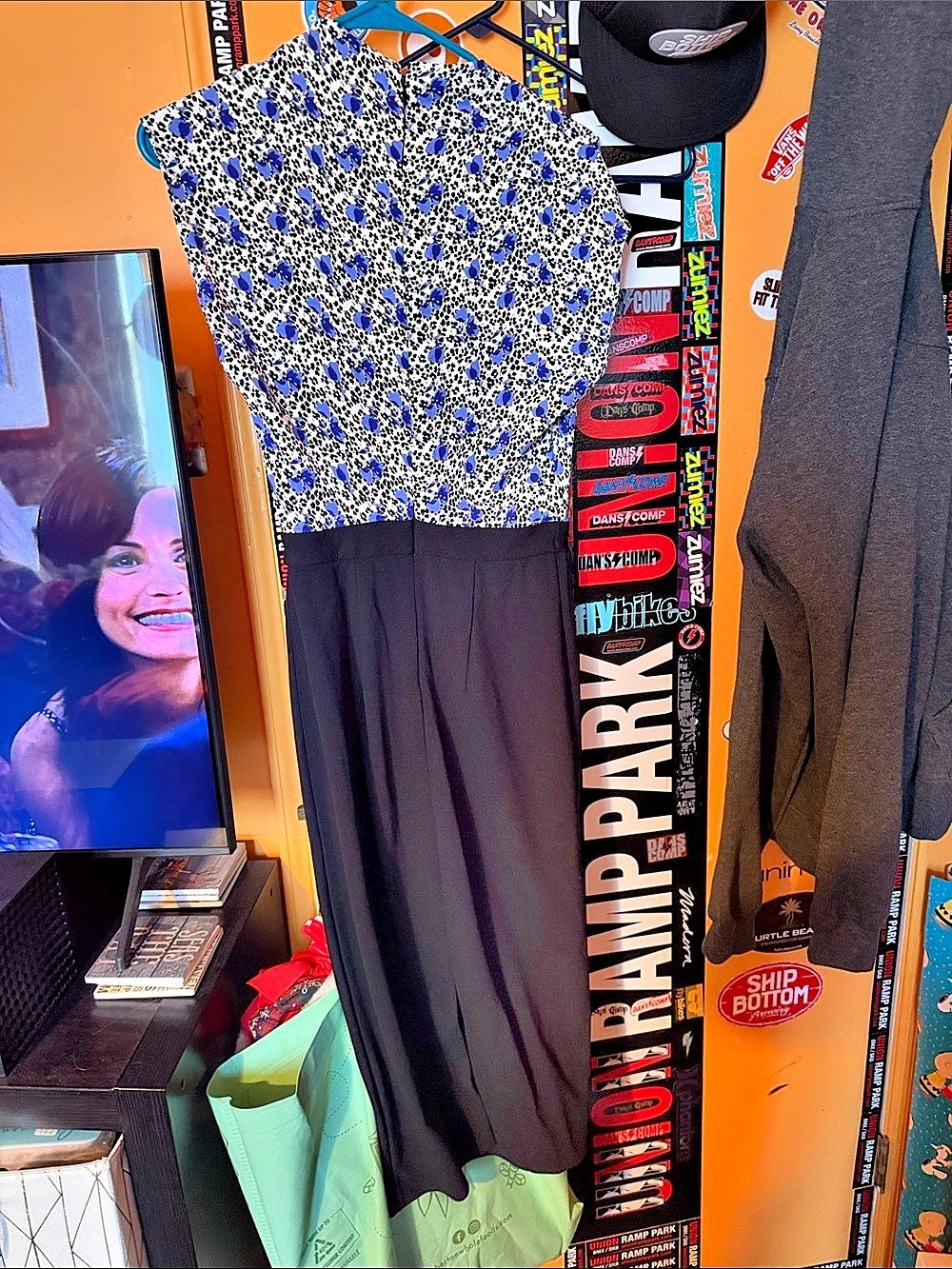 Animal Print Maxi Dress in Black & Blue Like New